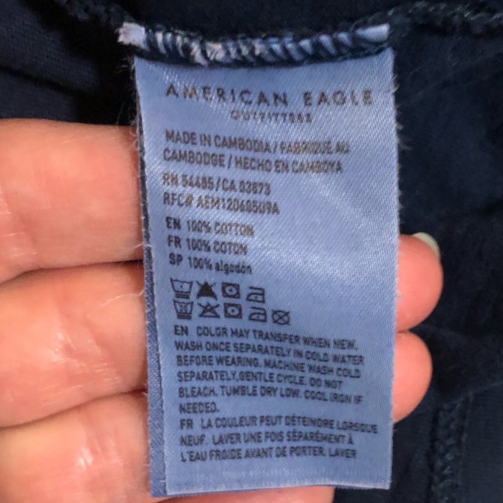 NWT American Eagle Navy Off Shoulder Crop Top Large Boho Peasant Summer Sz L - Picture 5 of 9
